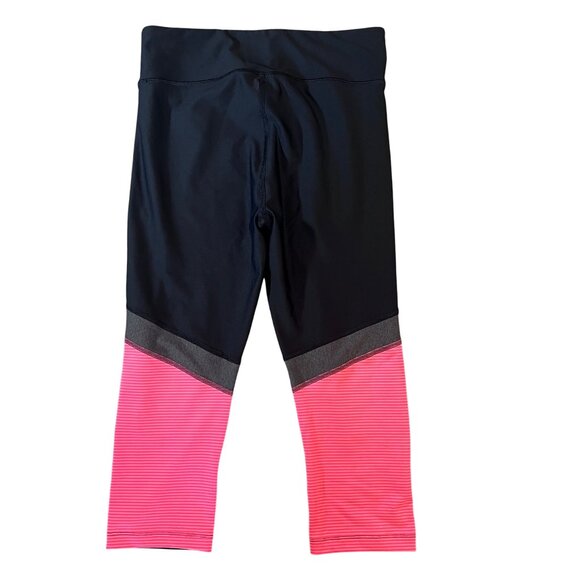Under Armour HeatGear Compression Capris Black & Pink Stripe Womens Size M - Picture 2 of 5